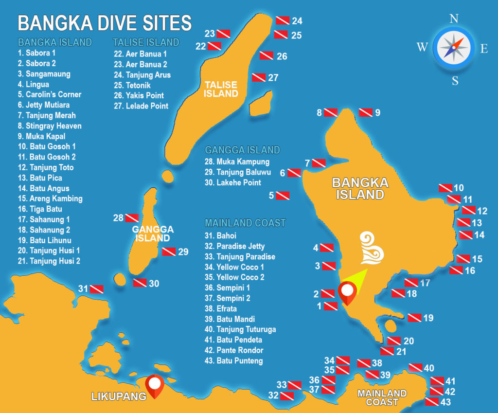 Bangka Archipelago Dive Sites Map